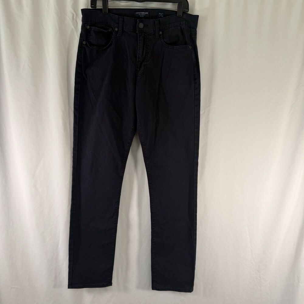 Lucky Brand 121 Slim Straight Chino Pants Men's 33x34 Blue Flat Front Pockets
